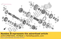 versnelling, m-3 van Honda, met onderdeel nummer 23451MBT000, bestel je hier online: