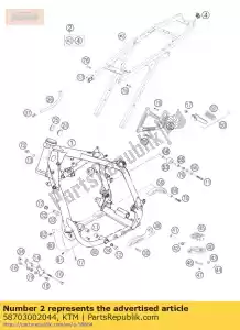 ktm 58703002044 sub frame cpl. blk duke '99 - Bottom side
