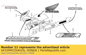 honda 64329MZ2640ZA striscia a, r. cappuccio centrale (###) * tipo20 * (tipo20) - Il fondo