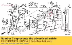 Ici, vous pouvez commander le sous-flexible c, frein auprès de Honda , avec le numéro de pièce 43325MCA003: