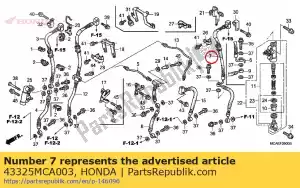 Honda 43325MCA003 sous-flexible c, frein - La partie au fond