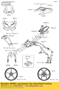 kawasaki 560541116 marca, almohadilla de marco, lh klz1000adf - Lado inferior