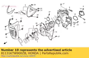 honda 81131KTW900ZB tampa, interior superior * nha48m * (nha48m quasar prata metálico) - Lado inferior