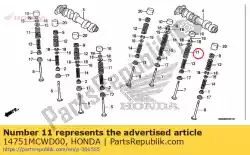 Qui puoi ordinare molla a, valvola esterna (verde) da Honda , con numero parte 14751MCWD00: