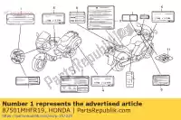 87501MHFR19, Honda, plaque, enregistrée honda ca clr cmx fx nt r (v) portugal slr 50 125 250 650 1997 1998 1999 2000 2001, Nouveau
