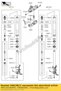 kawasaki 44013018644D tubo-garfo interno, rh, blk / r zx140 - Lado inferior