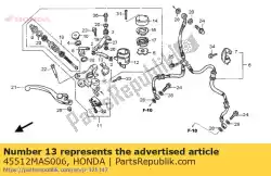 Aqui você pode pedir o mangueira, óleo do cilindro mestre em Honda , com o número da peça 45512MAS006: