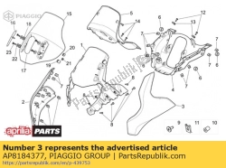 Aprilia AP8184377, Lh voorruit. zwart, OEM: Aprilia AP8184377