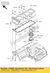 Aquí puede pedir juego de anillos-piston zr1200-a1 de Kawasaki , con el número de pieza 130081202: