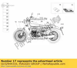 Ici, vous pouvez commander le autocollant de garde auprès de Piaggio Group , avec le numéro de pièce GU32944310: