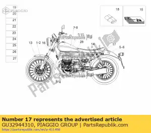 Piaggio Group GU32944310 autocollant de garde - La partie au fond