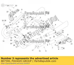 Piaggio Group 887590 suporte de silenciador direito - Lado inferior