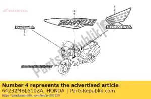 Honda 64232MBL610ZA mark, r. middle cowl *typ - Bottom side