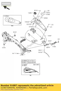 Kawasaki 510875090H8 tank-comp-fuel, ebbenhout - Onderkant