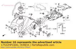 plaat, l. Fr. Tank van Honda, met onderdeel nummer 17522HP1600, bestel je hier online: