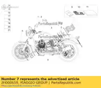 2H000659, Piaggio Group, décalque de bande avant droite réservoir moto-guzzi v zgulw200;zgulwuc1; zgulwub1 750 2015 2016, Nouveau