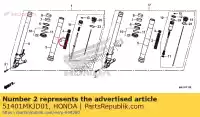 51401MKJD01, Honda, lente fr vork honda  1000 2018 2019, Nieuw