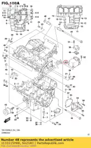 suzuki 1133115H00 dekking, adempauze - Onderkant