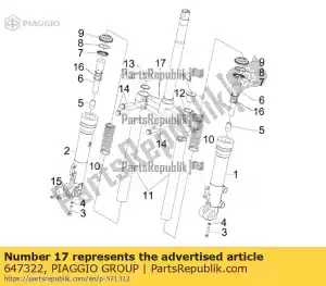 Piaggio Group 647322 suporte de montagem de garfo - Lado inferior