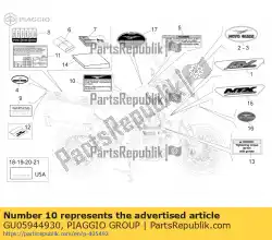 Tutaj możesz zamówić naklejka rozruch silnika od Piaggio Group , z numerem części GU05944930: