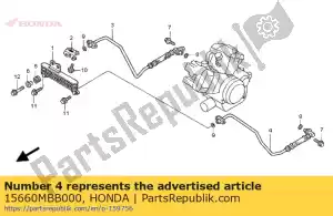 Honda 15660MBB000 pipe comp., l. oil hose - Bottom side