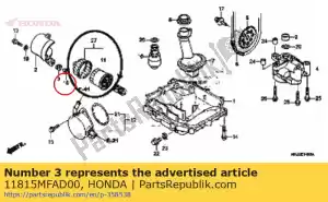 honda 11815MFAD00 borracha, proteção do filtro de óleo - Lado inferior