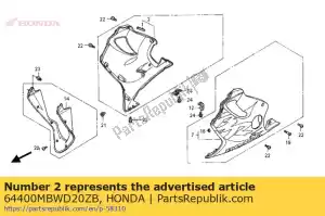 Honda 64400MBWD20ZB kappenset, r. lager (wl) * - Onderkant