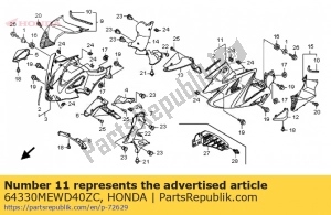 Honda 64330MEWD40ZC conjunto de capucha, l. medio (wl) - Lado inferior