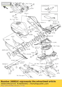 kawasaki 36001060251P lado cubierta, rh, c.l.green br250e - Lado inferior