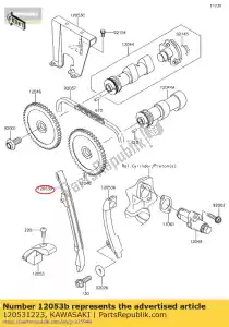 kawasaki 120531223 ketting, fr kl600-b2 - Onderkant