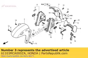 Honda 61103MCA000ZA guardabarros b, fr. * nh1z * - Lado inferior