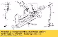 43450KZL931, Honda, cable comp., rr. secondo del freno honda nsc 502 2013, Nuovo