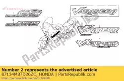 Ici, vous pouvez commander le marque, avant * type3 * auprès de Honda , avec le numéro de pièce 87134MBTD20ZC: