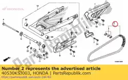 Ici, vous pouvez commander le chaîne, entraînement (daido) (did428hd118rb) auprès de Honda , avec le numéro de pièce 40530KSJ003: