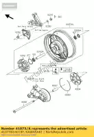 41073016018F, Kawasaki, wheel-assy, ??rr, g.black zg1400ca kawasaki tr 1400 2010 2012, Nieuw