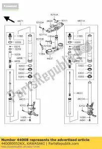 kawasaki 440080052KX tubo-tenedor exterior, plata zg1400a - Lado inferior