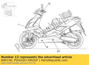 Piaggio Group 896728 handlebar dec. sr - Bottom side