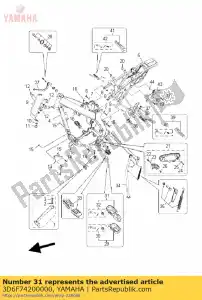 yamaha 3D6F74200000 reposapiés delantero culo - Lado inferior