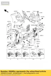 Here you can order the shroud-engine,rh,p. Wh from Kawasaki, with part number 4908953166F: