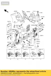 Kawasaki 4908953166F motor de cubierta, rh, p.wh - Lado inferior