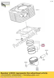 Here you can order the ring-set-piston ll,o/s 1 from Kawasaki, with part number 130240009: