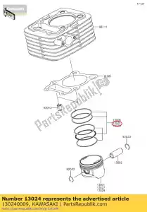 Kawasaki 130240009 anillo-conjunto-pistón ll, o / s 1 - Lado inferior