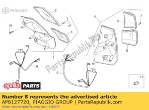 aprilia AP8127720 achterlicht kabelboom. - Onderkant