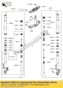 Kawasaki 44071110530F amortiguador, tenedor, lh, blac - Lado inferior