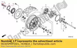 Honda 90305MCFD01 porca, u, 22mm - Lado inferior