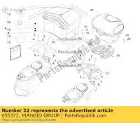 655372, Piaggio Group, 36 en 48 l. top box kunststof plaat piaggio liberty zapc42404, zapc42402 50 2009 2014 2016 2017, Nieuw