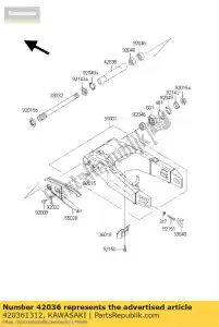 kawasaki 420361312 sleeve,swing arm,l=22 zx900-b1 - Bottom side