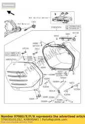 Ici, vous pouvez commander le bag-assy, ?? Lh, body blk + cov zg140 auprès de Kawasaki , avec le numéro de pièce 57003010125Z: