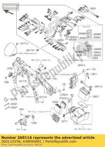 Kawasaki 260110256 cable conductor, batería (+) - Lado inferior