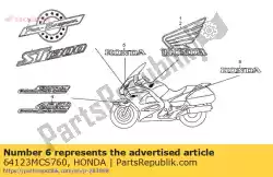 embleem (honda) van Honda, met onderdeel nummer 64123MCS760, bestel je hier online: